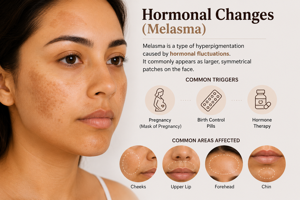 Aging skin with visible age spots from cumulative sun damage and UV exposure